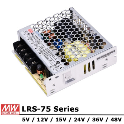 Mean Well LRS-75 Series Switching Power Supply 75W AC/DC 5V 12V 15V 24V 36V 48V