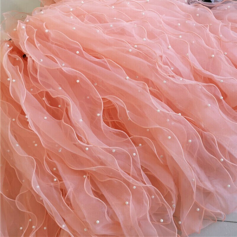 Beads Organza Ruffle Trim Sewing Fabric 3 Layer Frill Mesh Falbala Edging