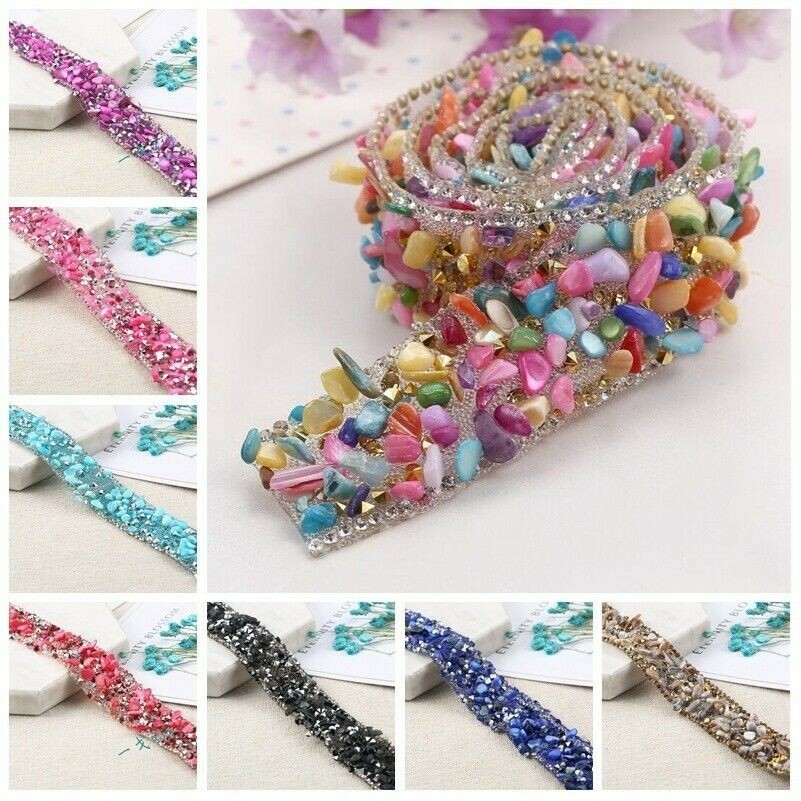 50CM Crystal Rivet Stone Ribbon Trimming Edging Strap Sewing Costume DIY Crafts