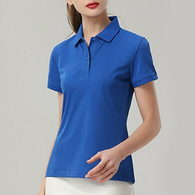 Damen Polo Stil Hemd Business Formell Büro Top Knöpfe Stehkragen Henley