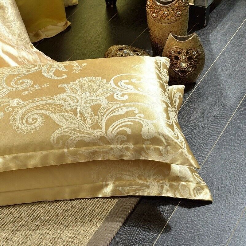 1 Paio Vintage Fiore Raso Seta Fodera Per Cuscino Standard Coppia Copertura