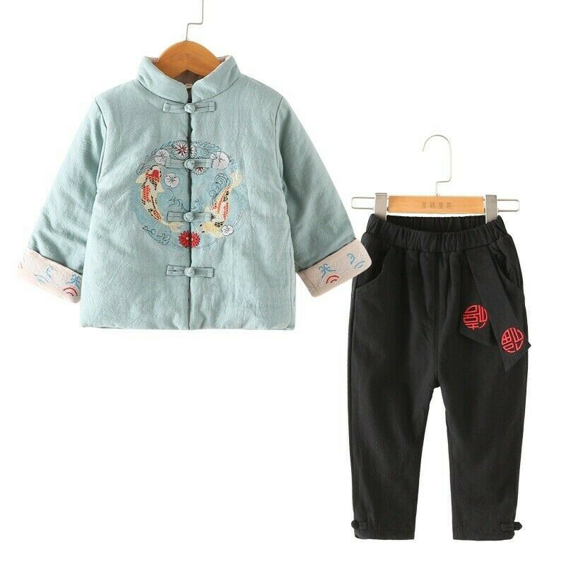 Chinese Tang Suit Kids Girl Boy Jacket Embroidery Ethnic Toddler Outfits