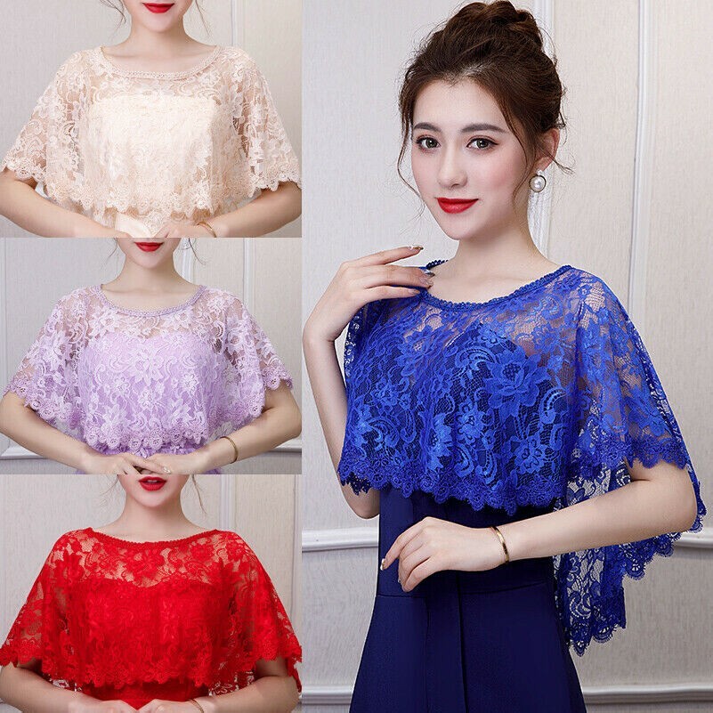 Nuptial Dentelle Florale Châles Enveloppe Femme Banquet Pèlerine Étoles Mariage