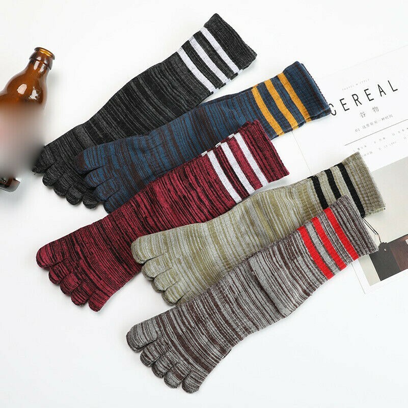 5-pairs-toe-socks-mens-cotton-striped-long-five-fingers-socks-gym-sports-casual