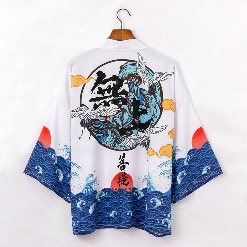 Men Japanese Kimono Yukata Coat Cardigan Top Jacket Bathrobe Robe Retro Loose