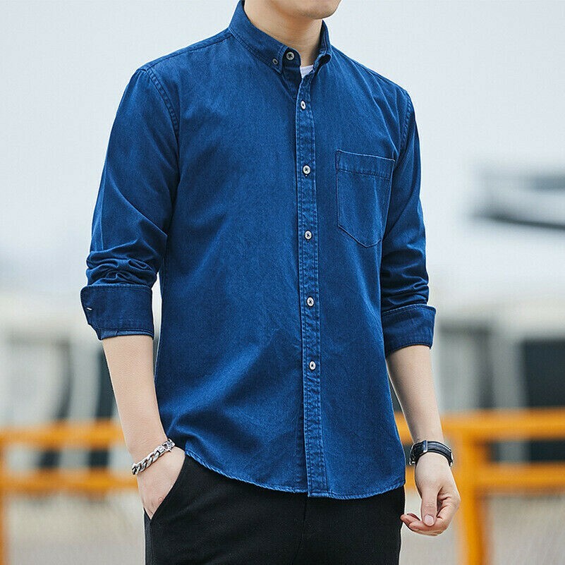 Buy blue denim casual shirt Flash Sales