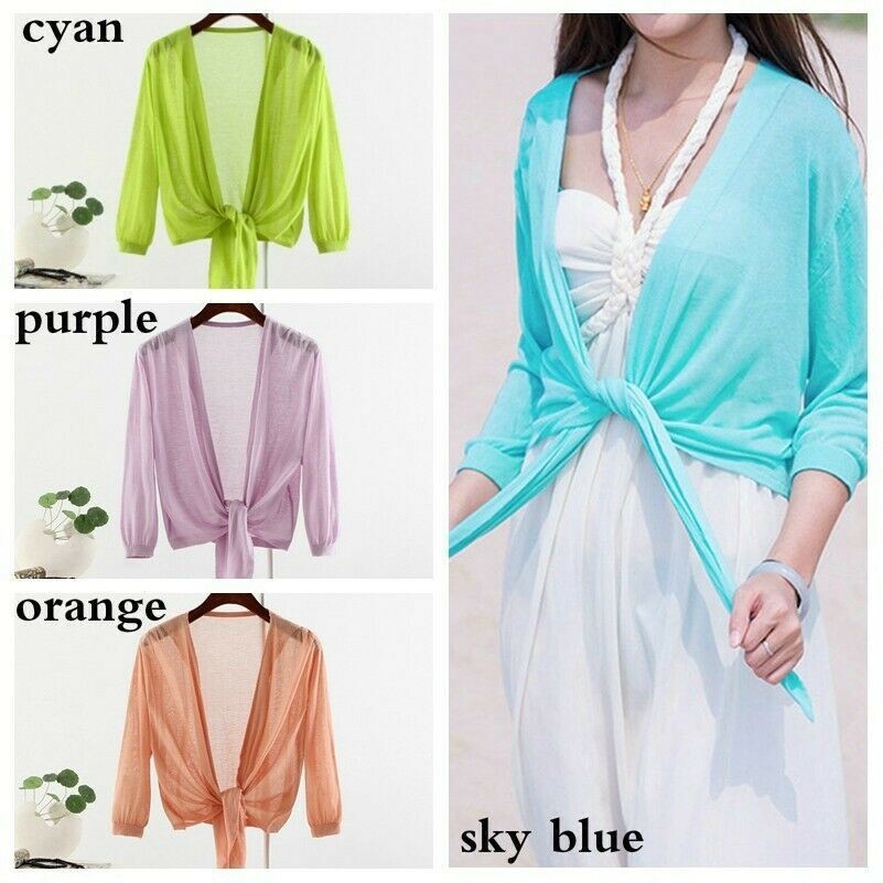 Lady Cropped Cardigan Bolero Cotton Knitted Shrug Shawl Warp Coat Tops New