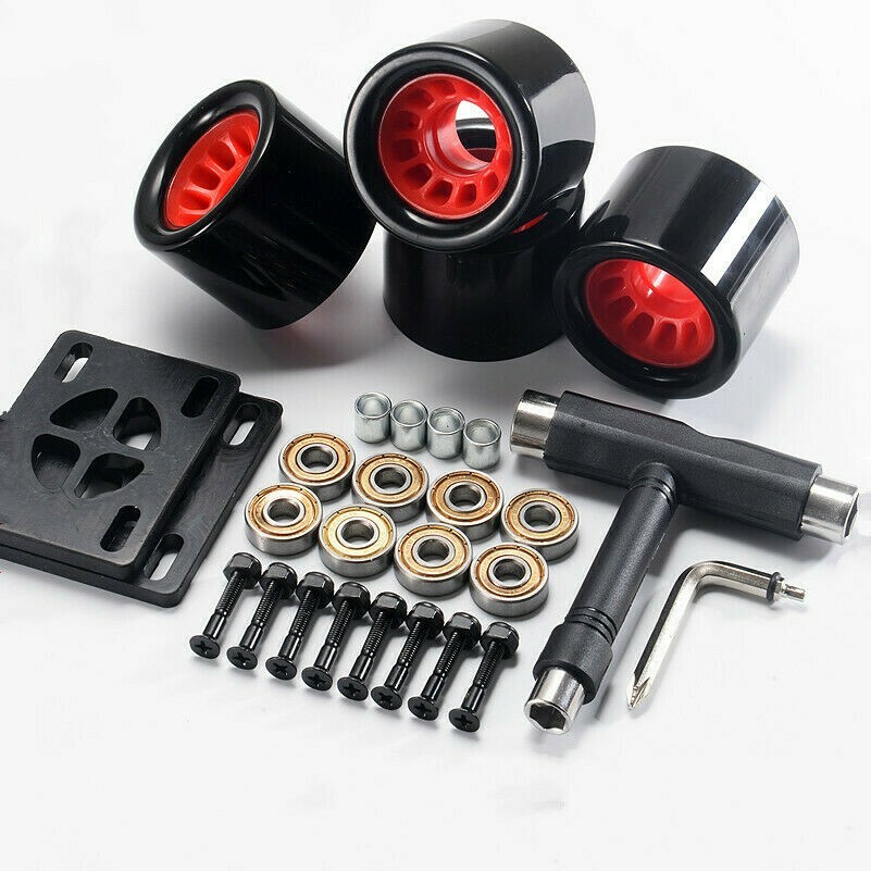 4Pcs Skateboard Flash Light Wheels Longboard Wear-resisting 60*45mm Bearing Pink