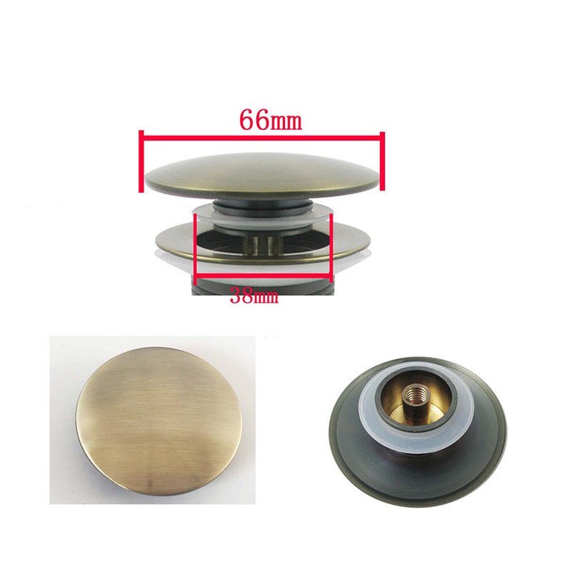 Brass Sink Pop Up Plug 66mm Click Clack Push Button DIY Basin Replacement Retro