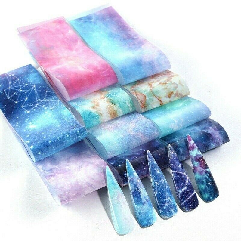 10PCS Nail Foils Transfer Stickers Decals Holographic nail Art Starry Paper