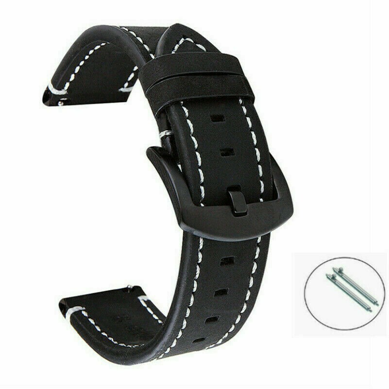 Herren Echtleder Uhrarmband Band mit Feder Stangen Retro Größen 18mm-24mm