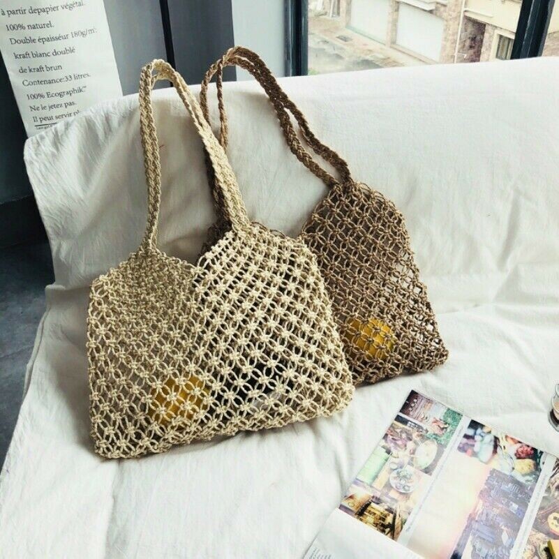 Donna Paglia Borsetta Shopper Borsa Rattan Vimini Vacanza Traforato Boho