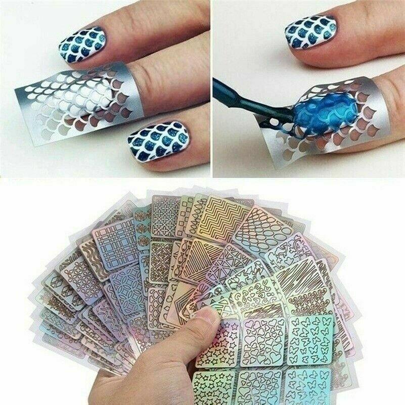 12/24 Blatt Nail Art Sticker Vinyl Schablone Führung Aufkleber Maniküre Gebogen
