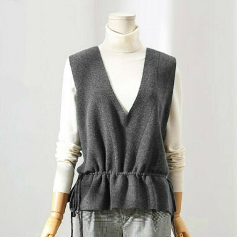Women Knitted Waistcoat Gilet Vest Sleeveless Top Jumper Pullover V Neck Casual