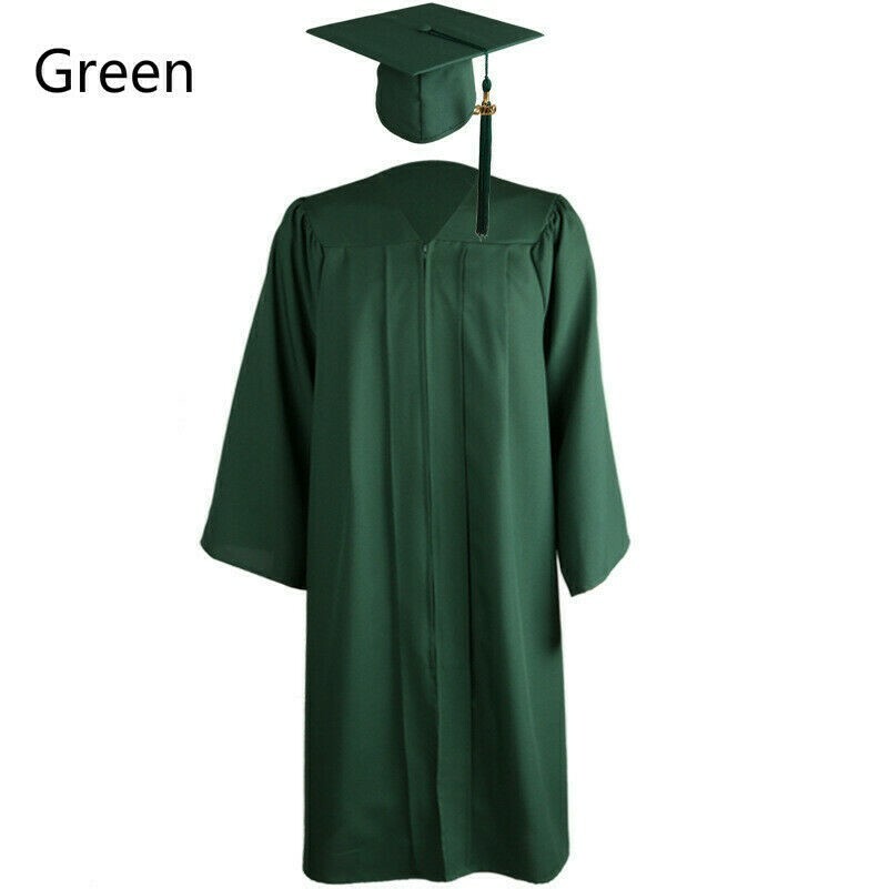 university-academic-graduation-gown-bachelors-dress-cap-hat-matte-tassel-set