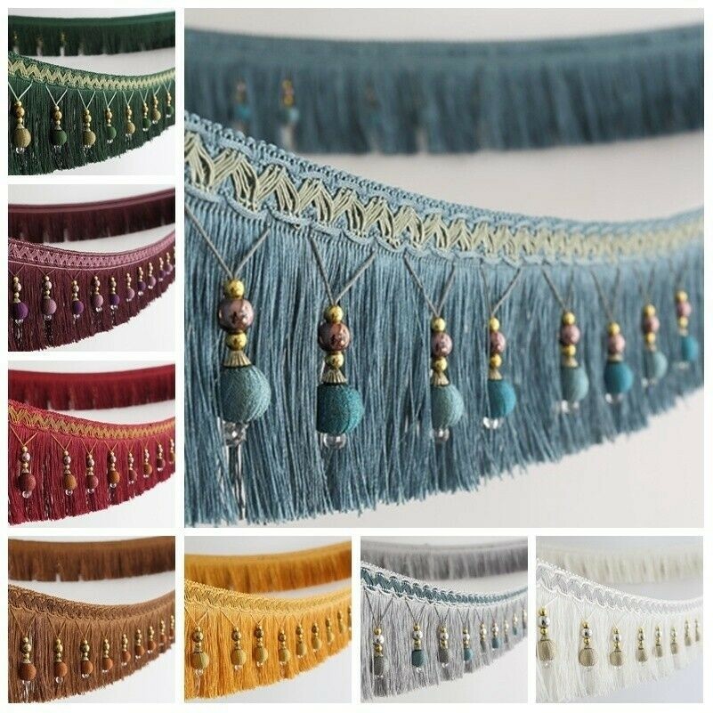 Crystal Beads Balls String Tassel Trim Curtain Fringe Bullion Ribbon Upholstery