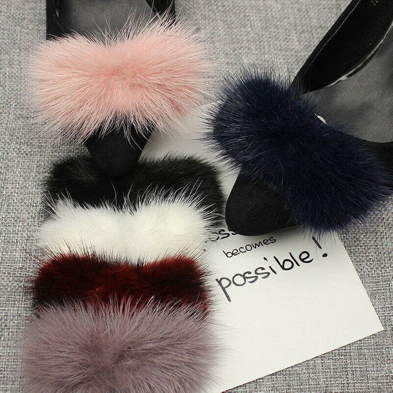 1 Pair Mink Fur Pom Shoe Clips Fluffy Ornament Heels Boots Charm Decor DIY