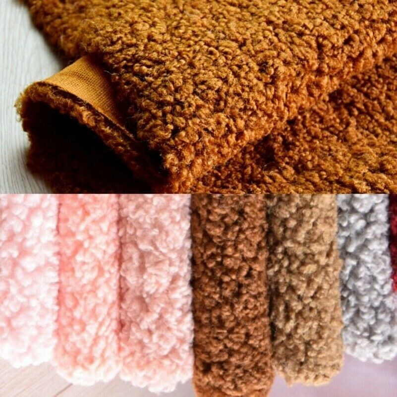 40x63" Faux Sherpa Shearling Loop Wool Fabric Curly Fur Plush Clothes Toys DIY