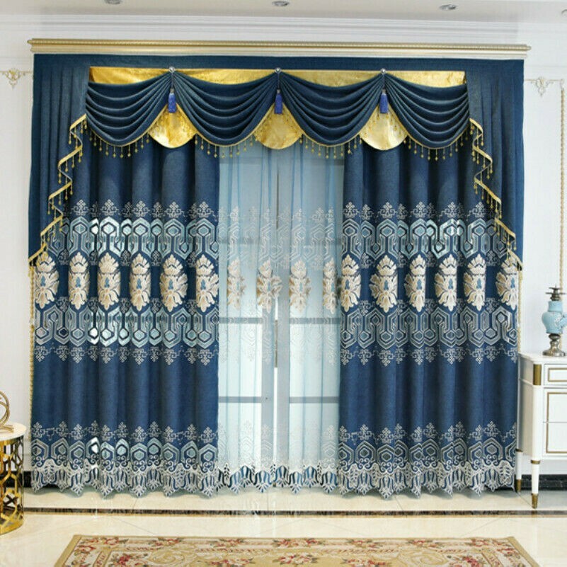 Tende Jacquard In Chenille Con Motivo Floreale In Tulle Di Lusso Per Finestre