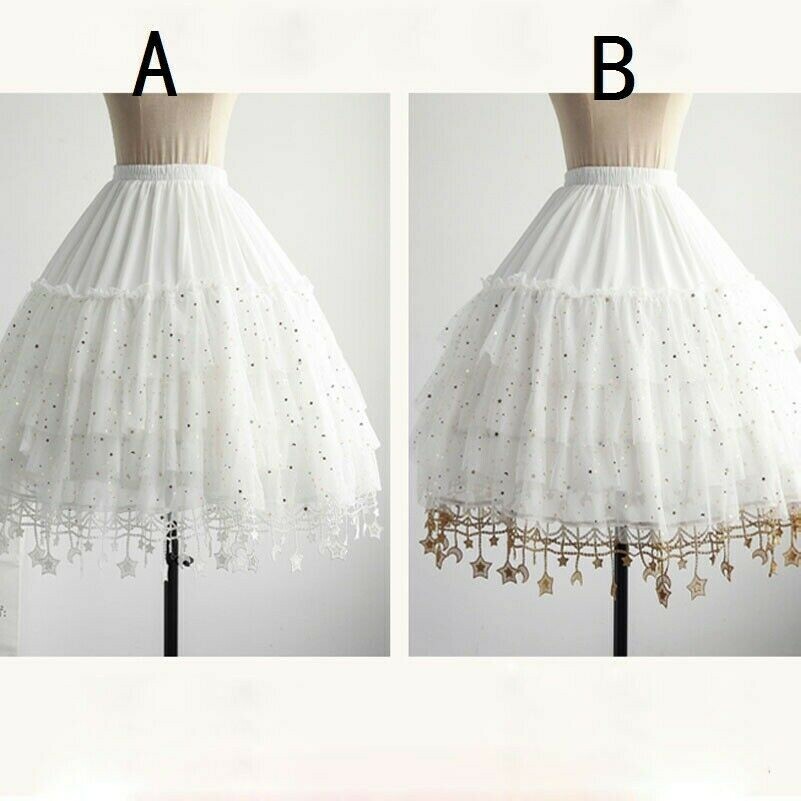 Femme Réglable Crinoline Cage Jupe Tutu Jupon Dentelle Ruche Mariage Lolita