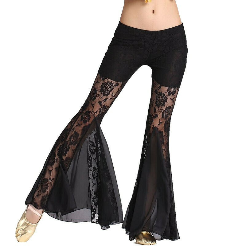 Damen Damen Bauchtanz Hose Spitze Meerjungfrau-Linie Schlaghose Ballsaal Hose