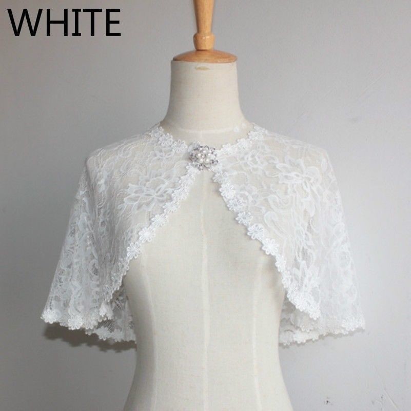 Bridal Lace Shrug Bolero Cape Wrap Jacket Shawl Tippet Tulle Wedding Floral Trim