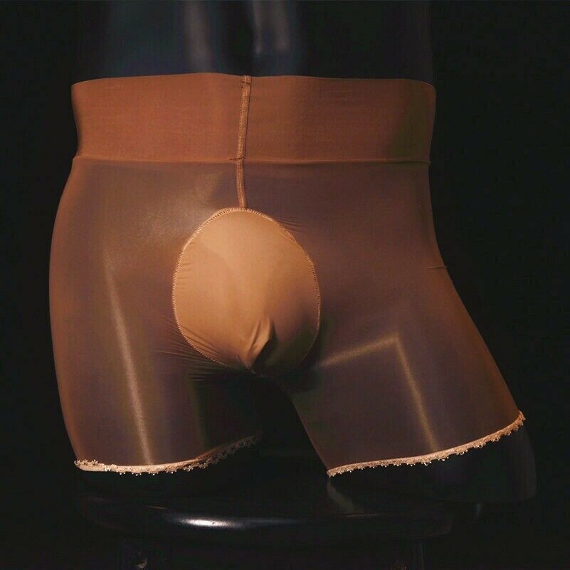 Herren Schwul Durchsichtig Unterwäsche Unterhose Boxer Geölt Glänzend Netz