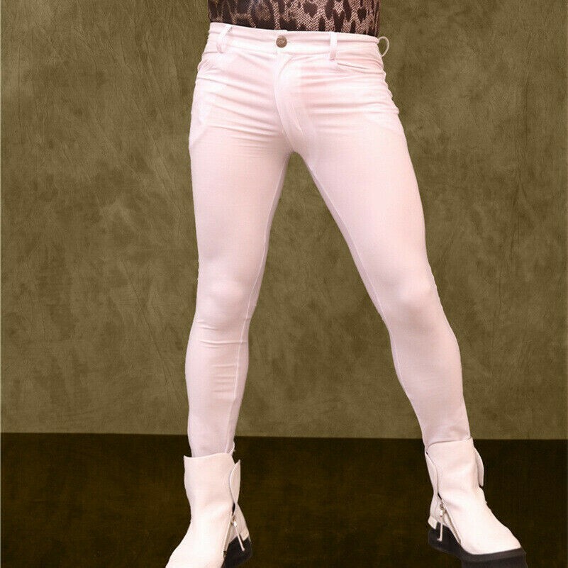 Men Spandex Leggings Pants Trouser Stretchy Skinny Quick Dry Dance Club Wear SPW