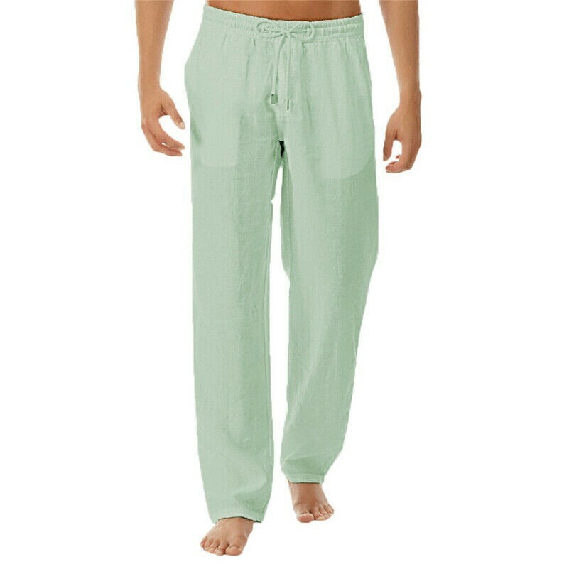 Herren Hose Einfarbig Kordelzug Gummibund Taschen Locker Freizeit