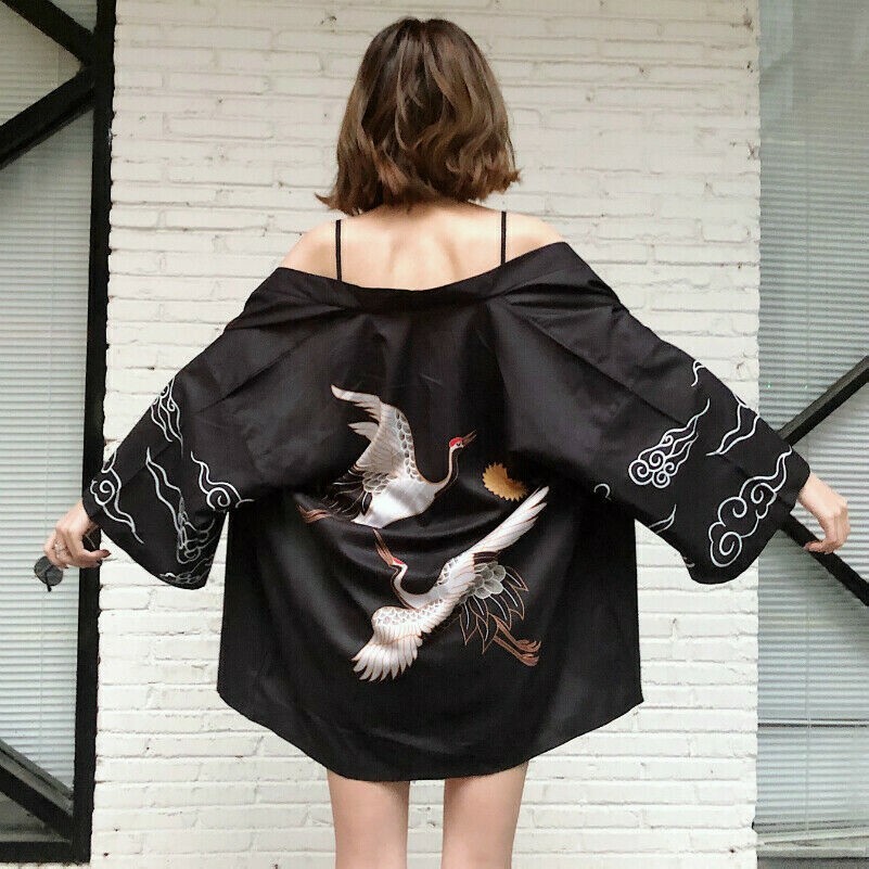 Women Japanese Kimono Coat Yukata Blouse Bathrobe Outwear Tops Vintage Style