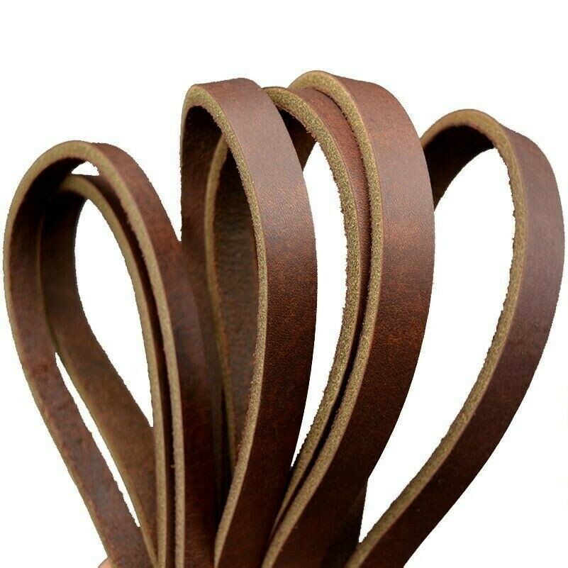 Genuine Real Leather Flat Cord Strap Rope String First Layer Cowhide Ribbon