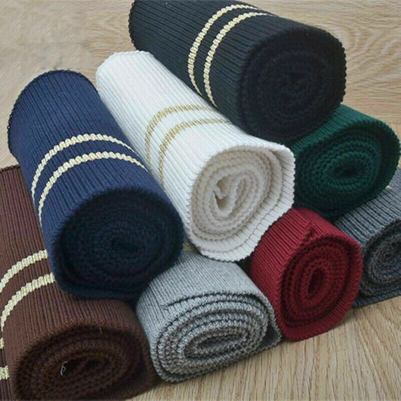 1PC Gerippt Gestrickt Stretch Streifen Stoff Manschetten Bund Bein Arme Rand
