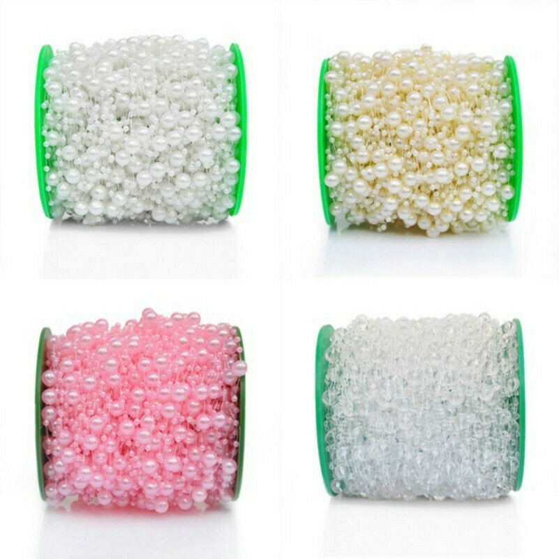 60 Meter Faux Pearls Plastic Beads Chain String Garland Wedding Decor DIY Crafts