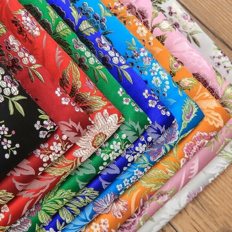 Floral Fabric Ethnic Satin Faux Silk Damask Brocade Chinese Retro DIY Dress