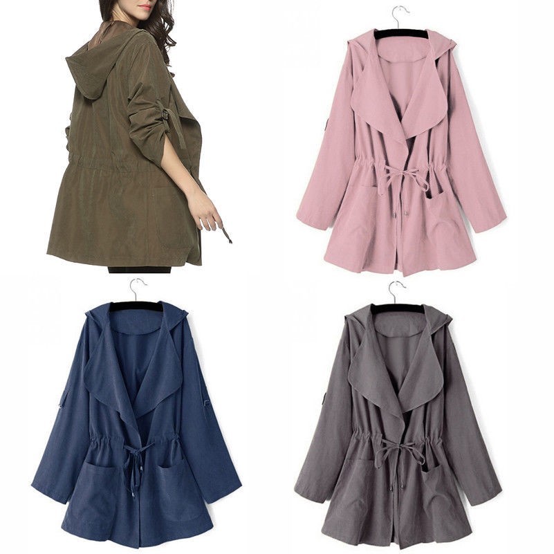 Femme Veste Capuche Coupe-Vent Pliable Manteau Col Décontracté