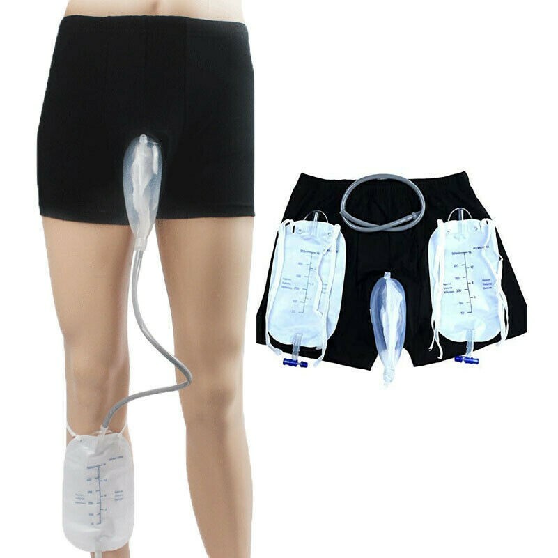 Men's Incontinence Underwear Briefs Silica Gel Urine Collector Urine Leg Bag