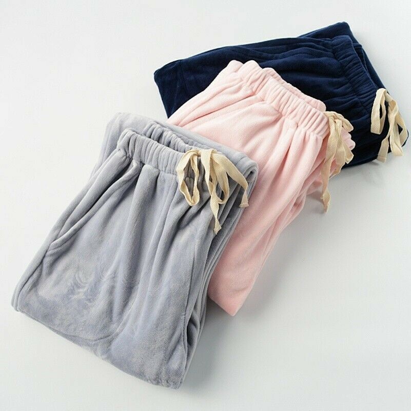 Japanese Men Women Flannel Lounge Pants Bottoms Pajamas Trousers Sleepwear Plush