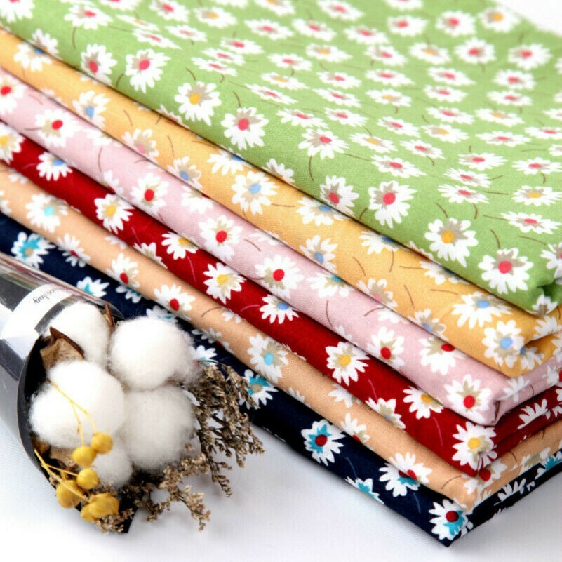Cotton Daisy Fabric Flower Floral Dress Table Cloth Craft Curtain Retro