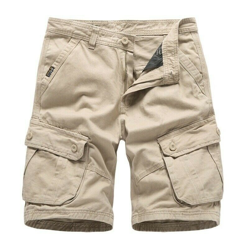 Hommes Short Coton Pantalon Cargo Combat D'Été Décontracté Longueur Genou