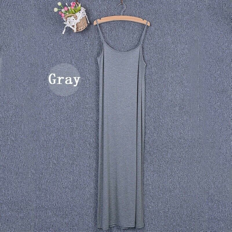 Women Modal A Line Long Slip Dress Sleeveless Loose Casual Beach Tank Undershirt