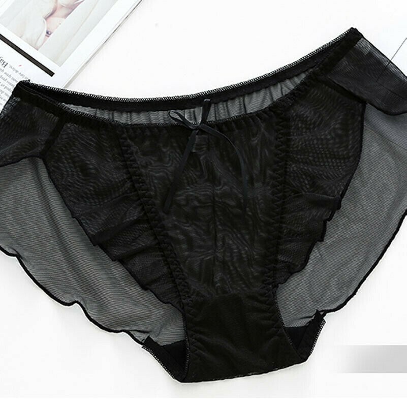 4 PCS Women Mesh Briefs Sheer Ruffles Sexy Panties Lingerie Underwear Gift SHP