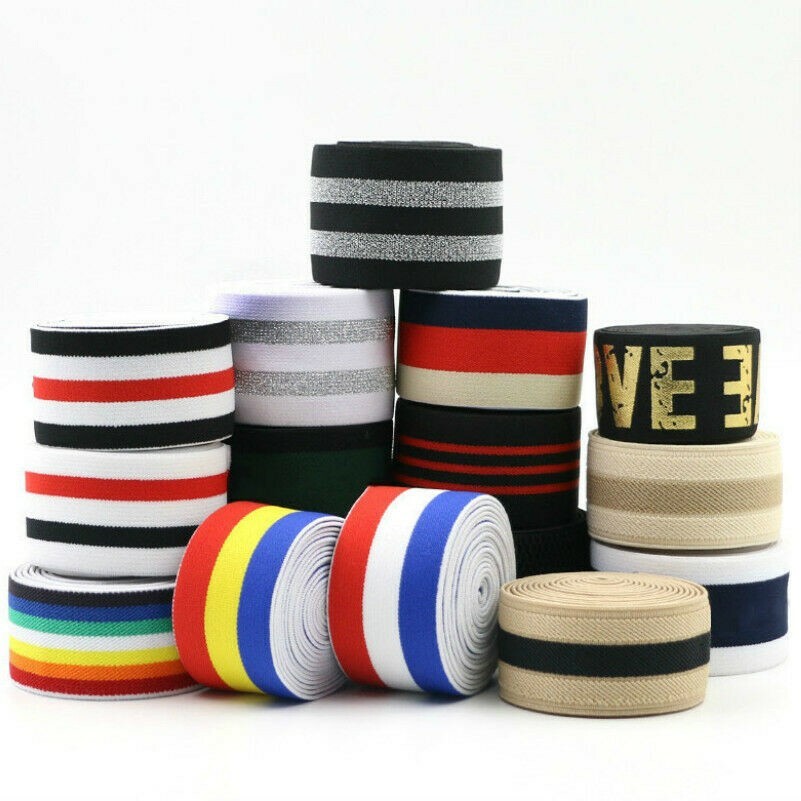 UK 2m Stripe Elastic Band Flat Cord Stretch Ribbon Trim for DIY Sewing Clothing