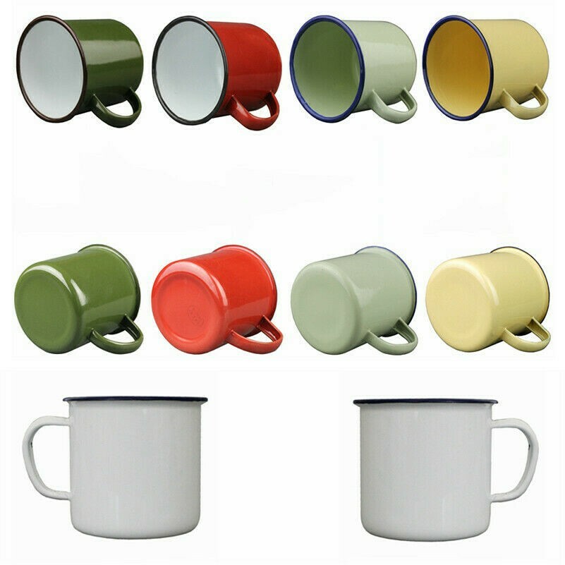350ml Tazza Smaltata Caffè Latte Stile Retrò Campeggio Caldo/Freddo Bere Casa