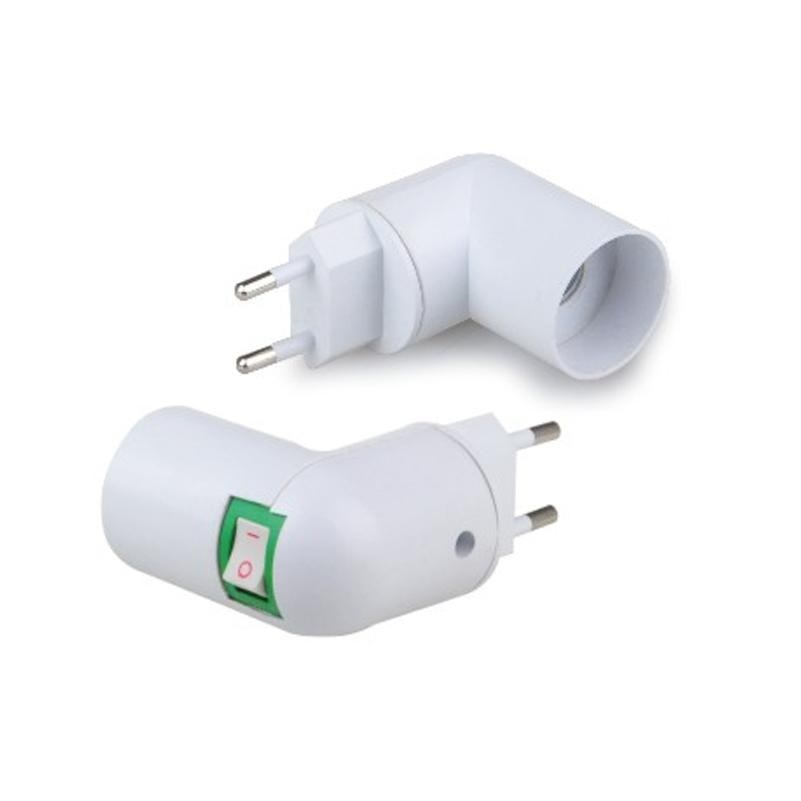 Adattatore Porta Lampada Con Spina Lampadina E27 PP-E27 Interruttore on off hsb