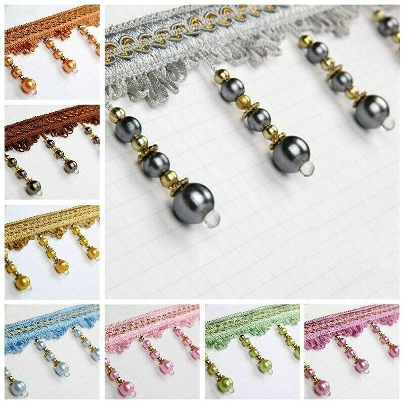 11 Yards X 80mm Beaded Trim for Curtain Blind Bead Fringe Edge Trimming New