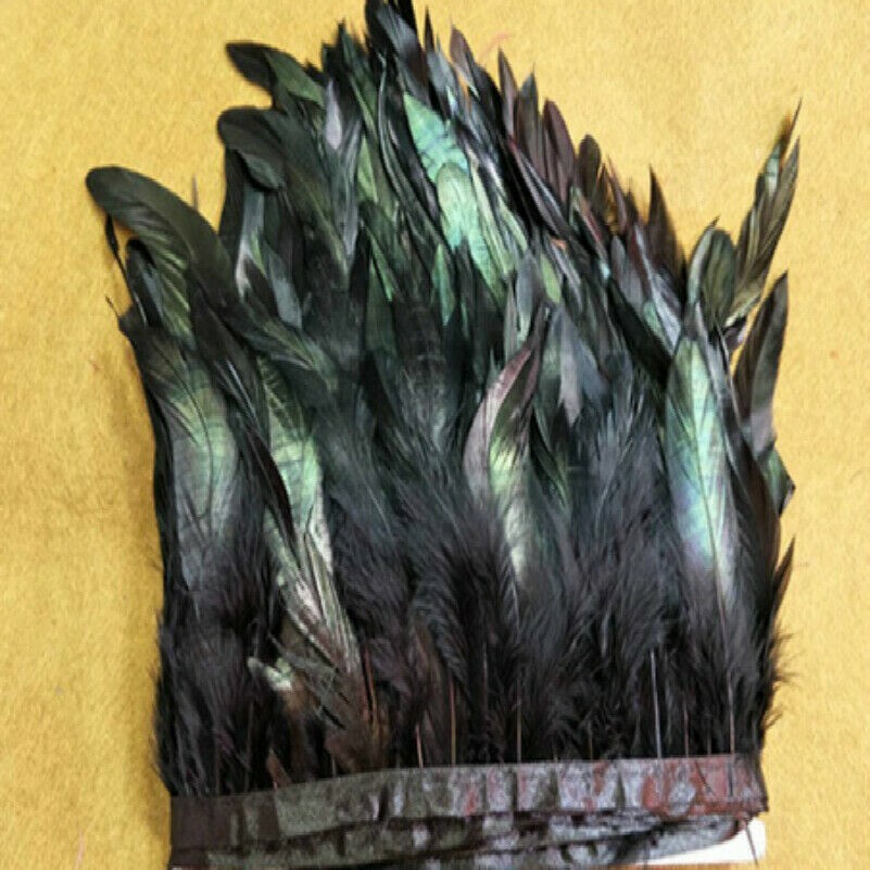 10M Rooster Hackle Coque Feather Fringe Sewing Craft Trim Material Costume