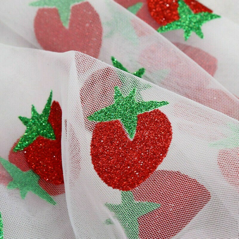 Glänzend Erdbeere Netzstoff Tüll Voile DIY Basteln Hochzeit Kleid Rock Süß