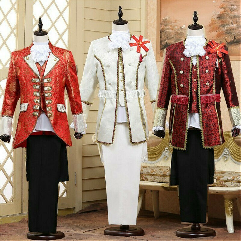 Men Court Uniform Vintage European 4 Piece Military Tunic Fancy Dress Jacket SPW