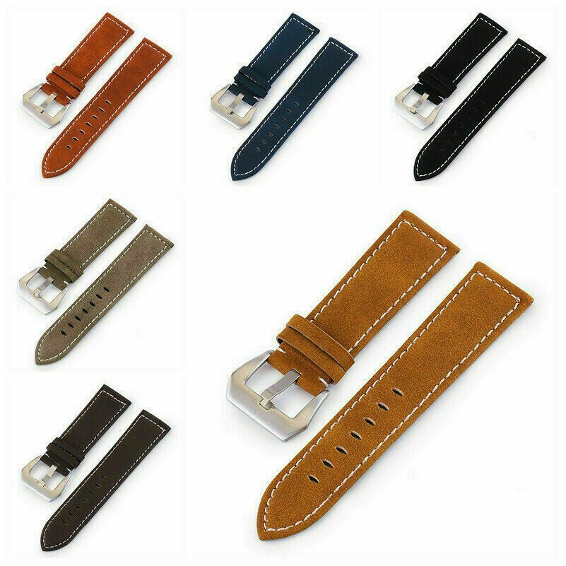 Herren Echtleder Uhrarmband Band mit Feder Stangen Klassische Größe 18-24mm