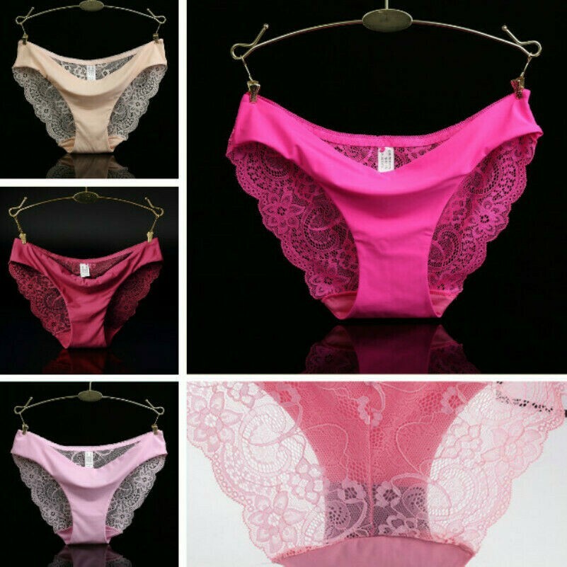 Damen Spitze Eis Seide Sexy Unterwäsche Nahtlos Slip Höschen Transparent
